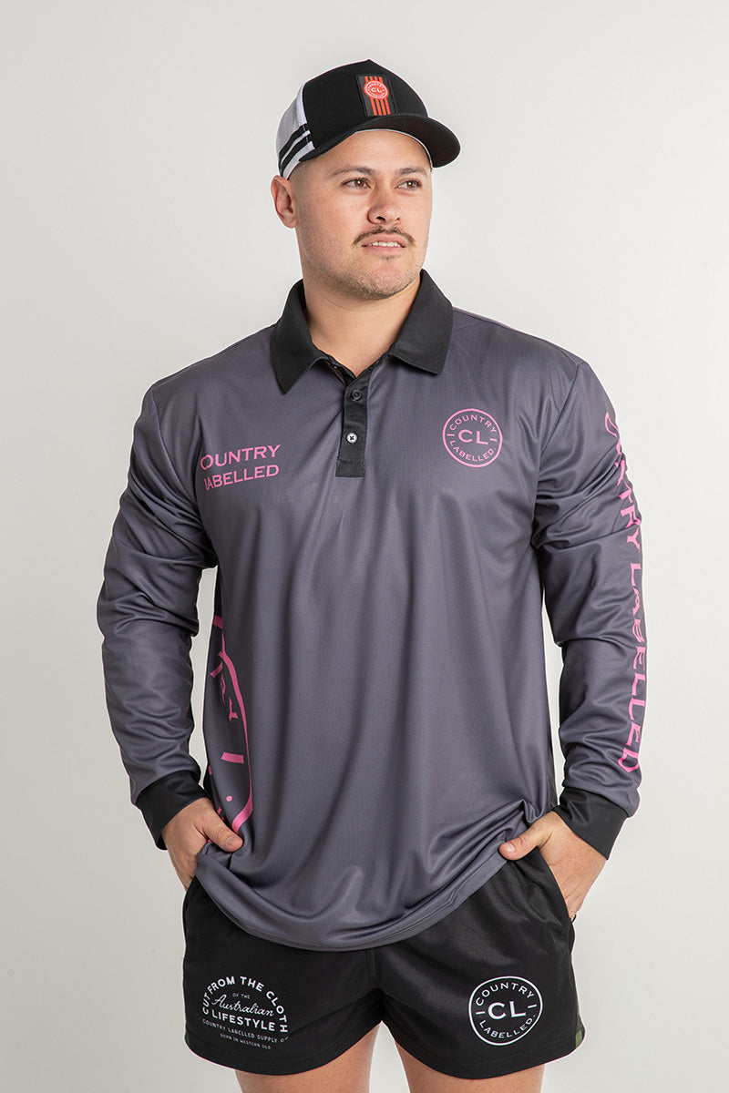 Signature Fishing Shirt - Storm Grey & Pink