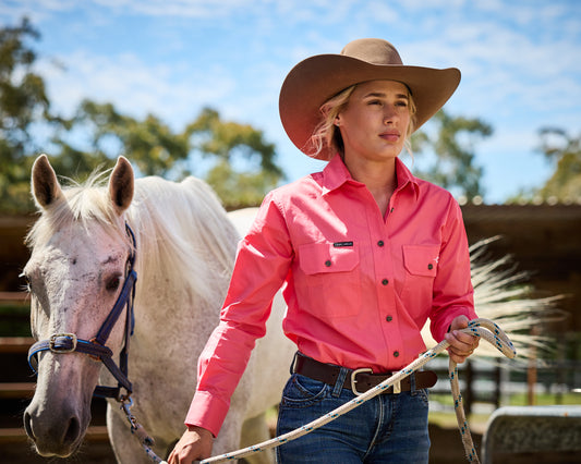 The Arena Full Button Work Shirt - Grapefruit