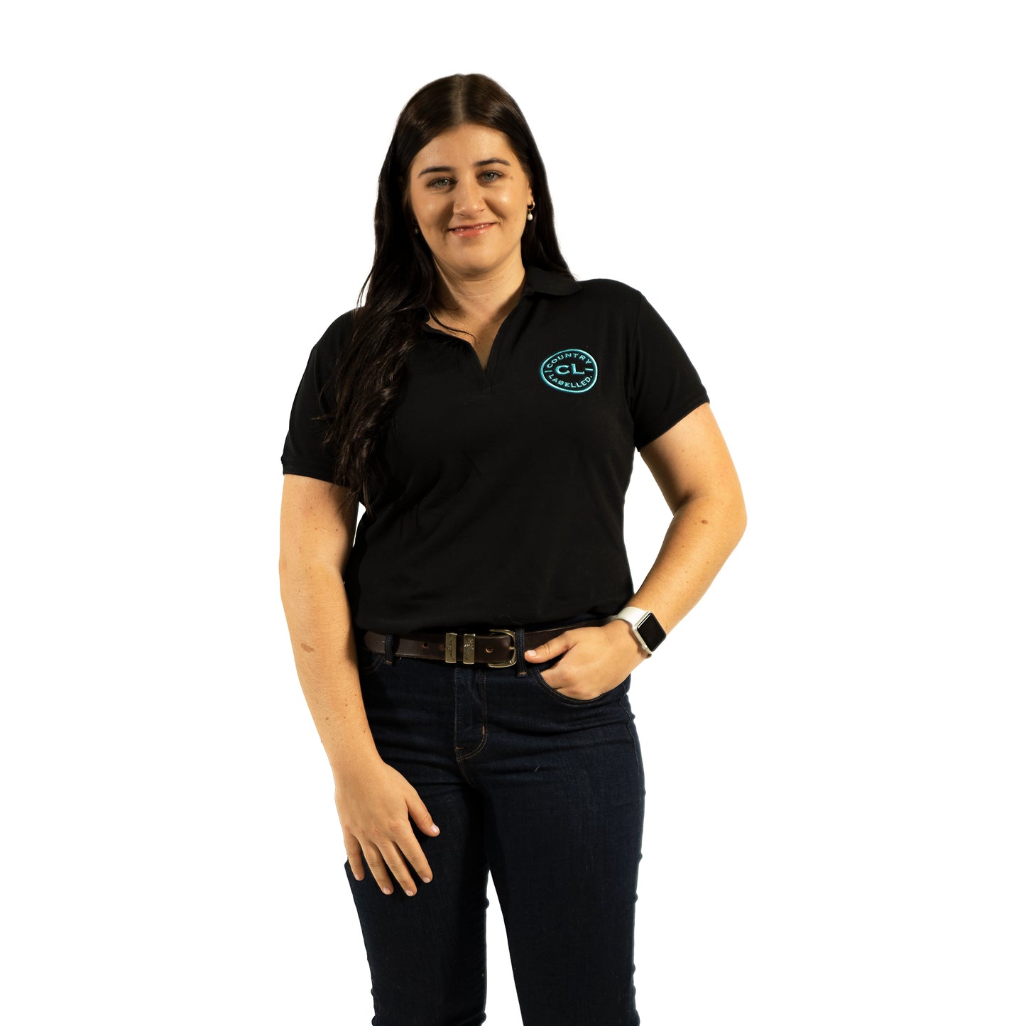 Women's Original Polo shirts - Black - Teal Logo