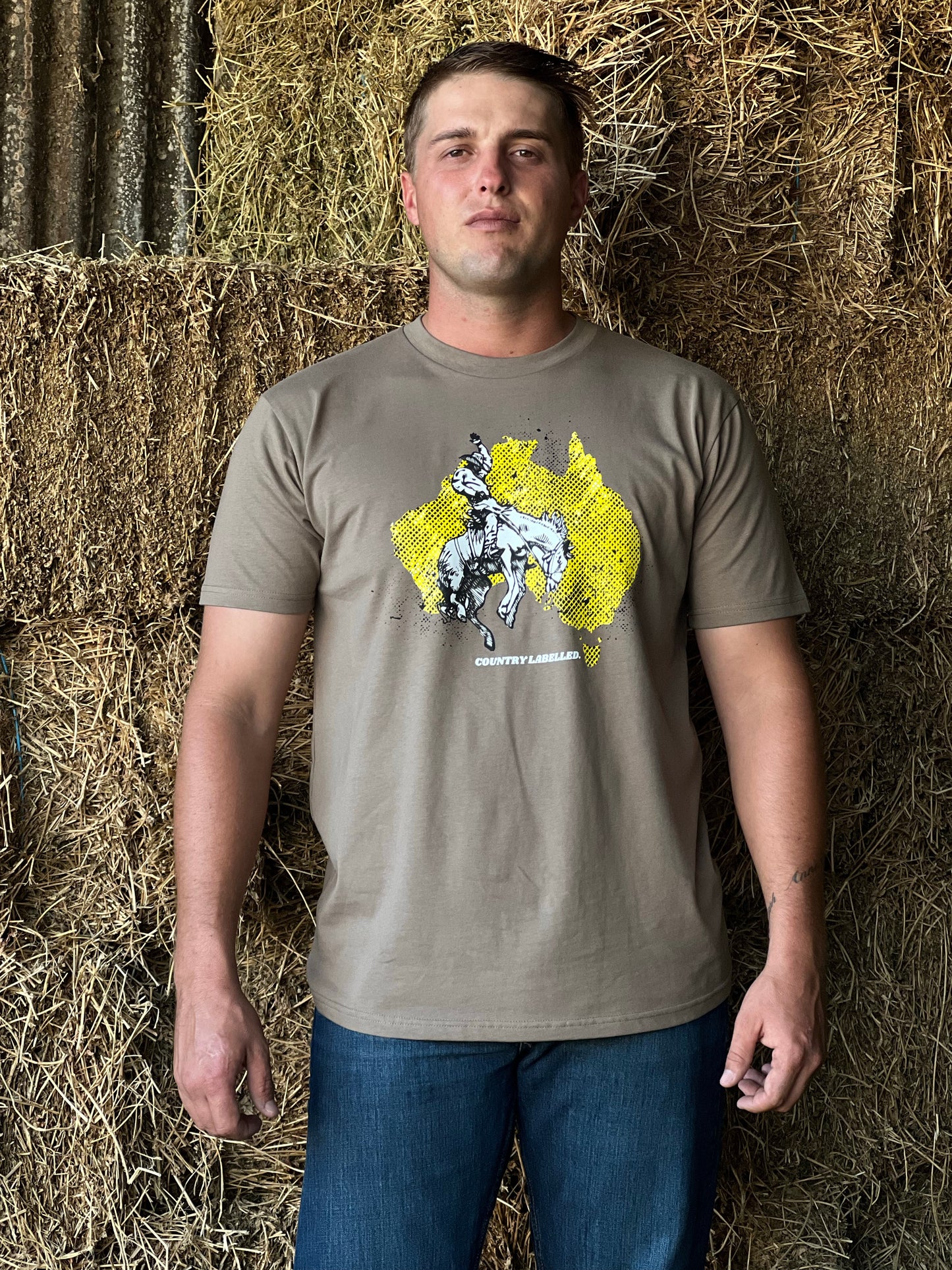 CL T Shirt - Coffee - Bucking Horse Logo
