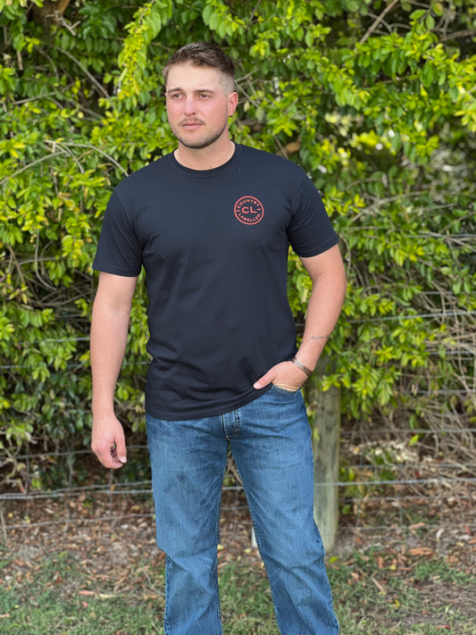 Mens Classic Signature CL T Shirt - Navy - Red Logo