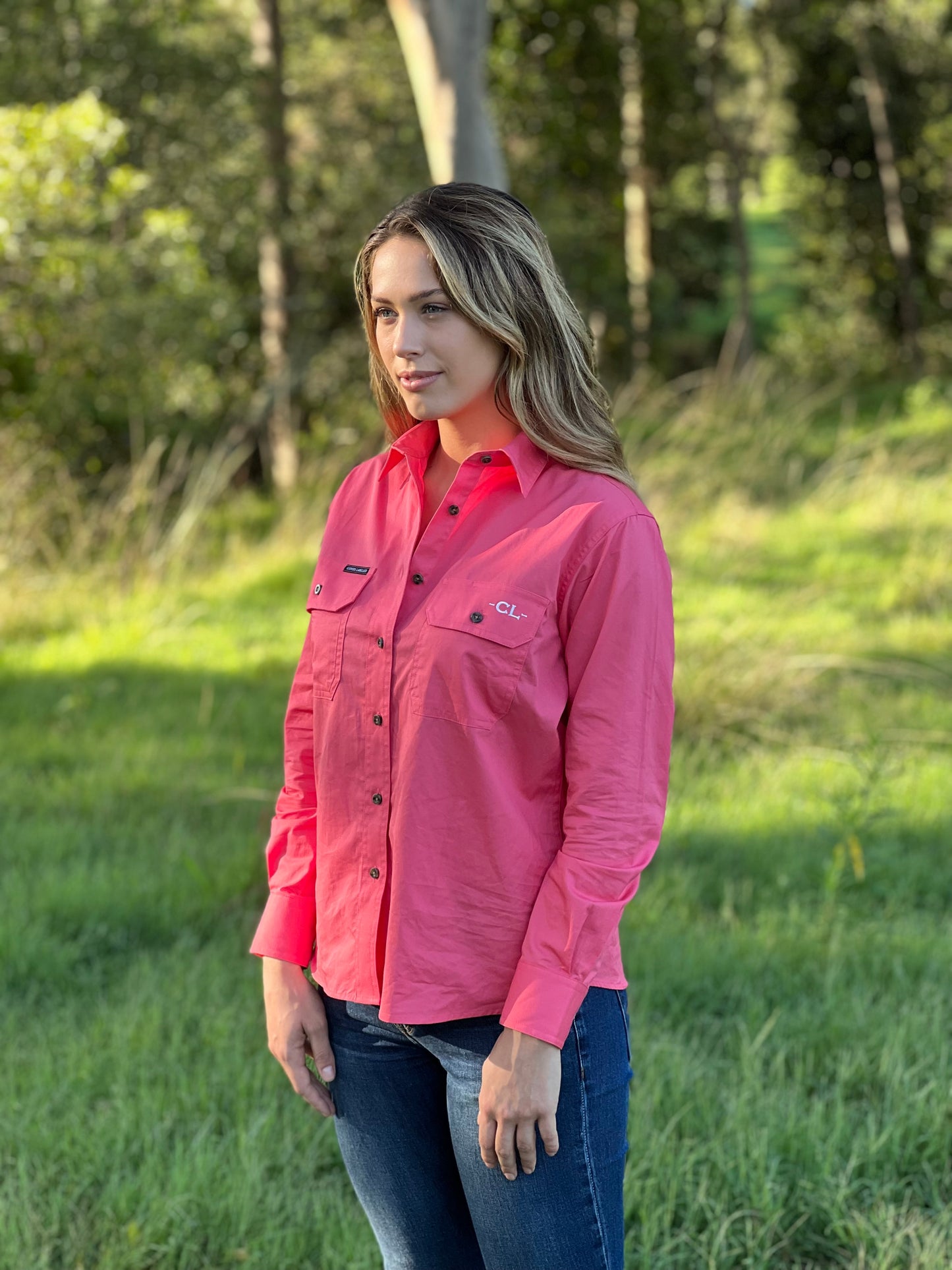 The Arena Full Button Work Shirt - Grapefruit