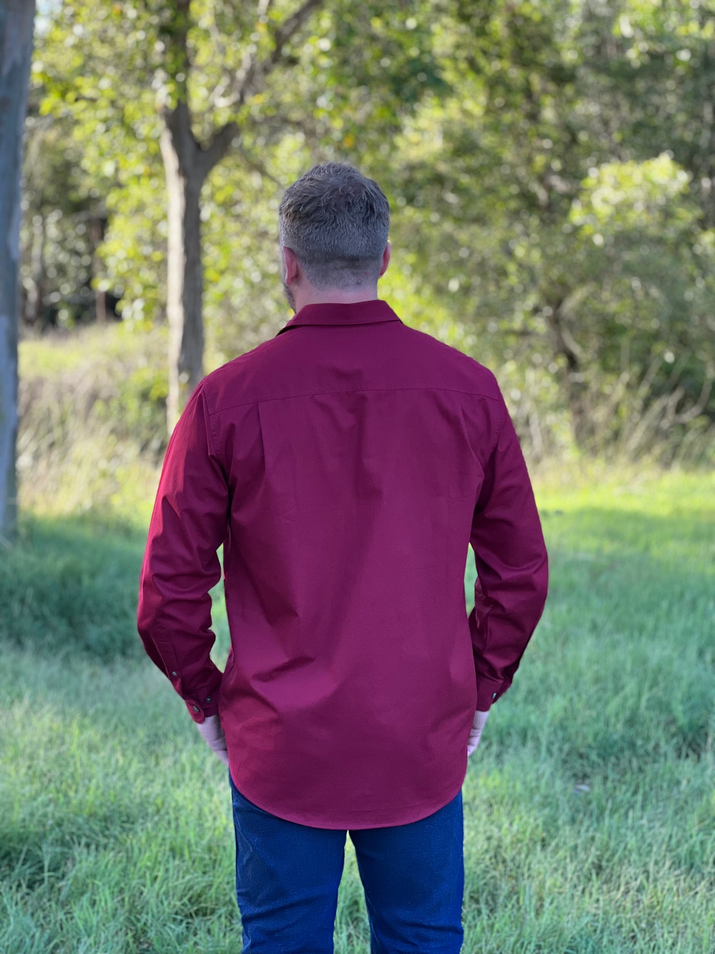 The Sale Yard Full Button Work Shirt - Burgundy