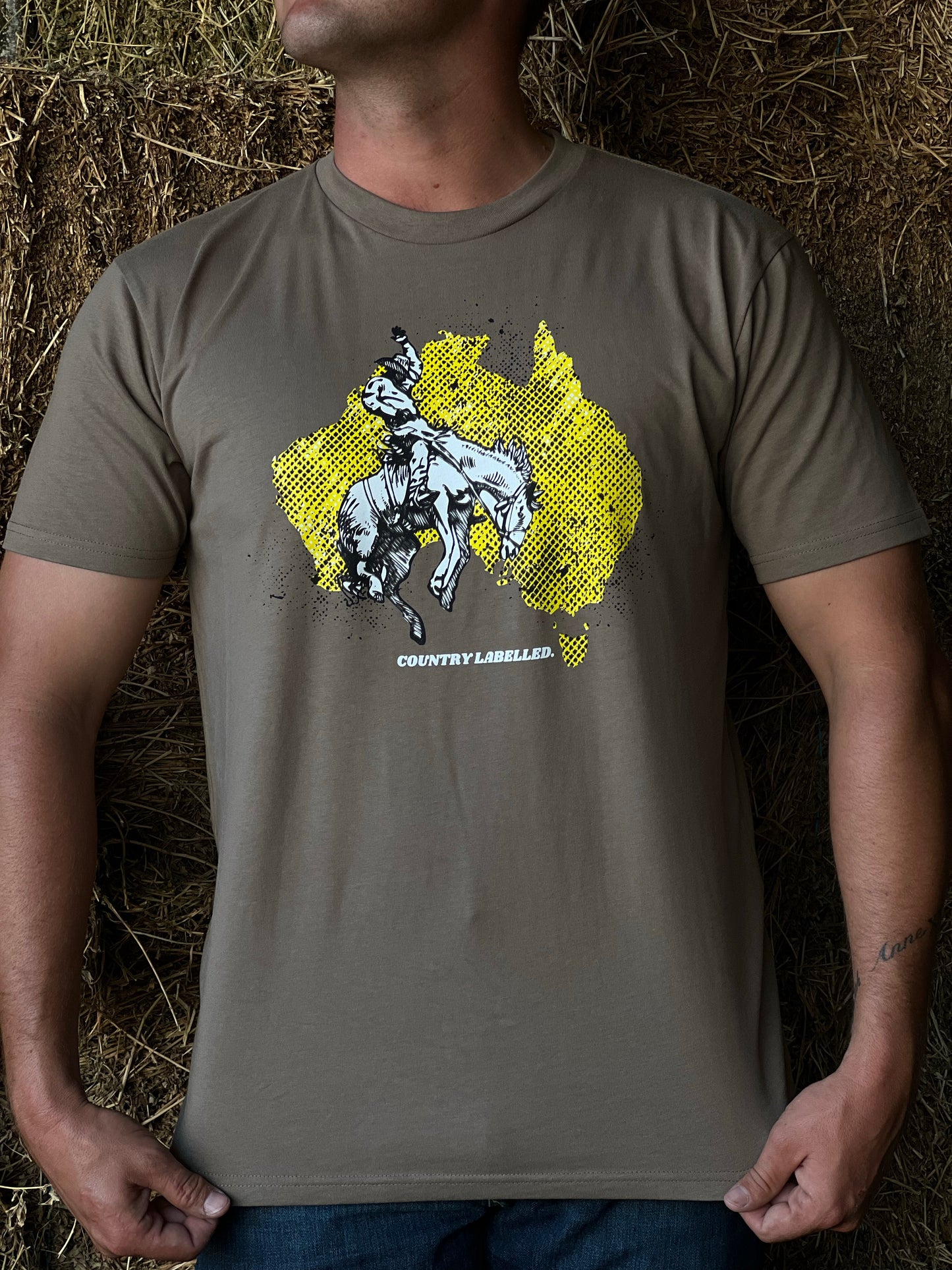 CL T Shirt - Coffee - Bucking Horse Logo
