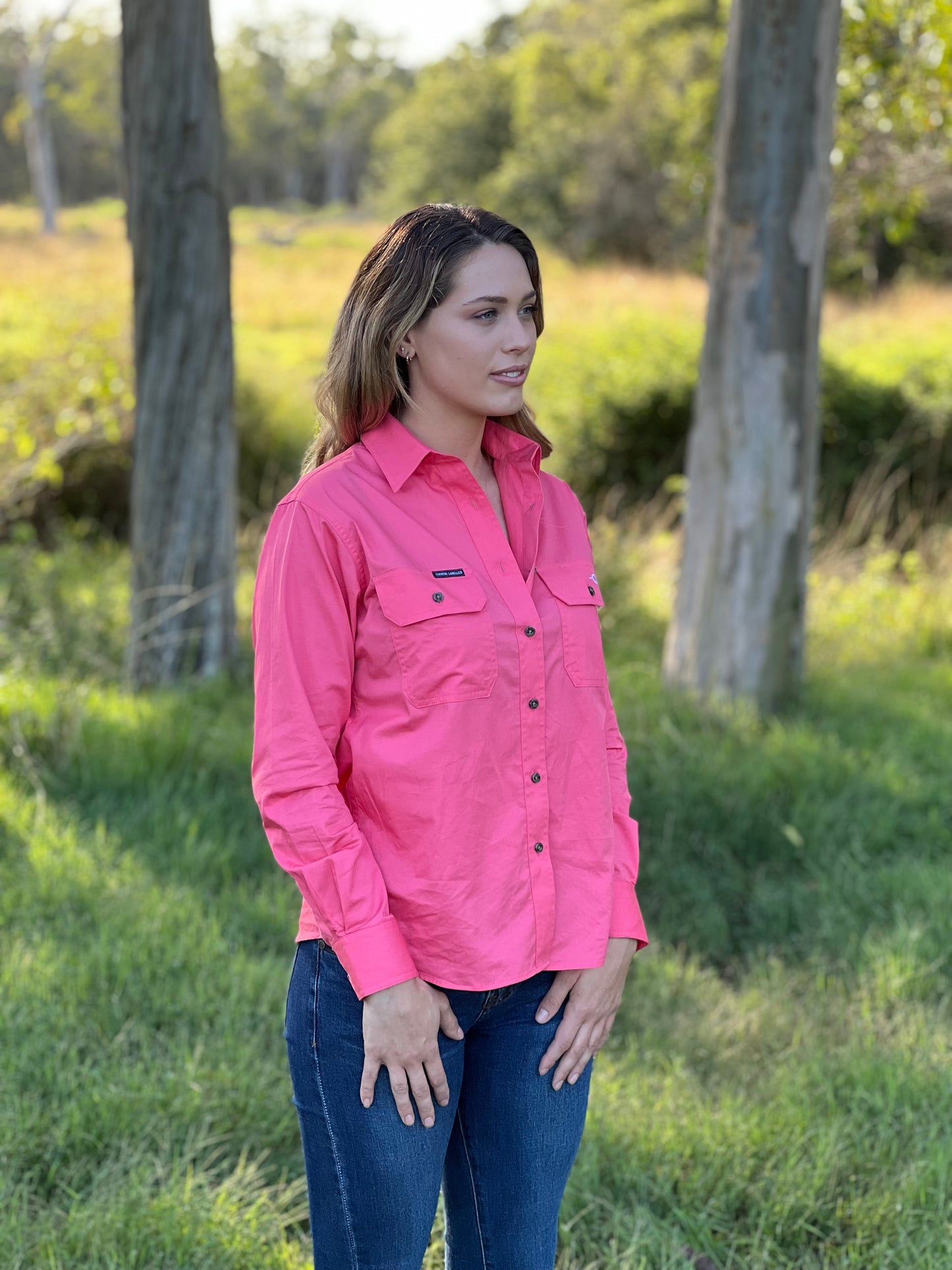 The Arena Full Button Work Shirt - Grapefruit