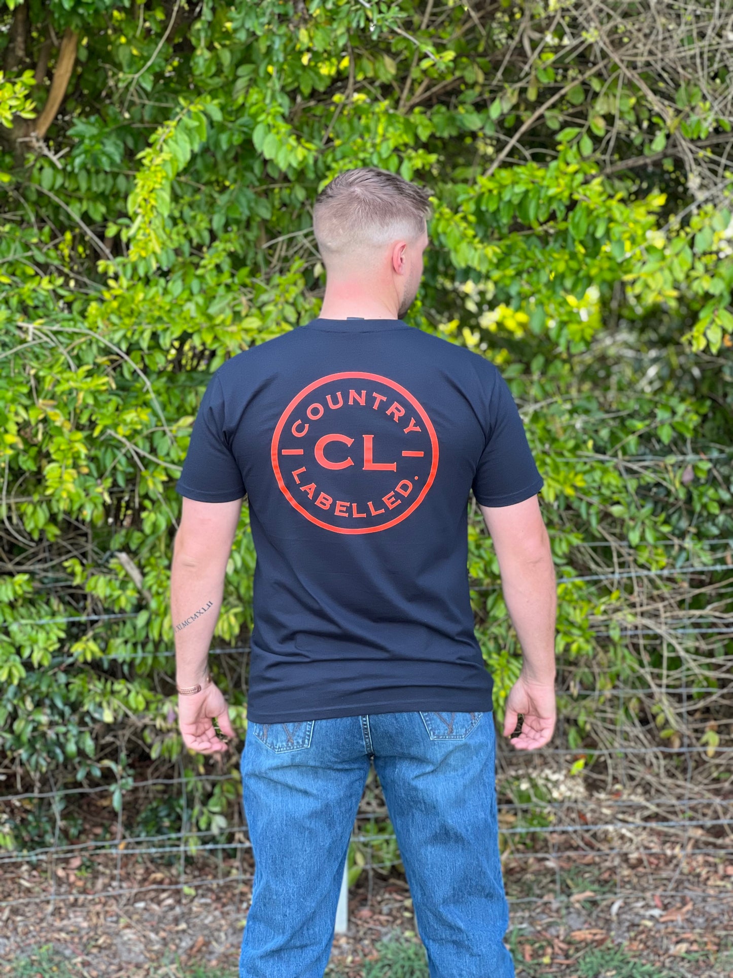 Mens Classic Signature CL T Shirt - Navy - Red Logo