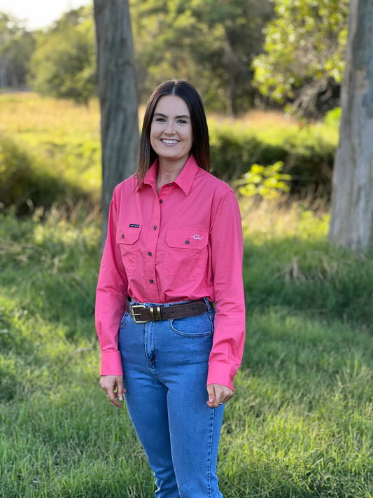 The Arena Full Button Work Shirt - Grapefruit