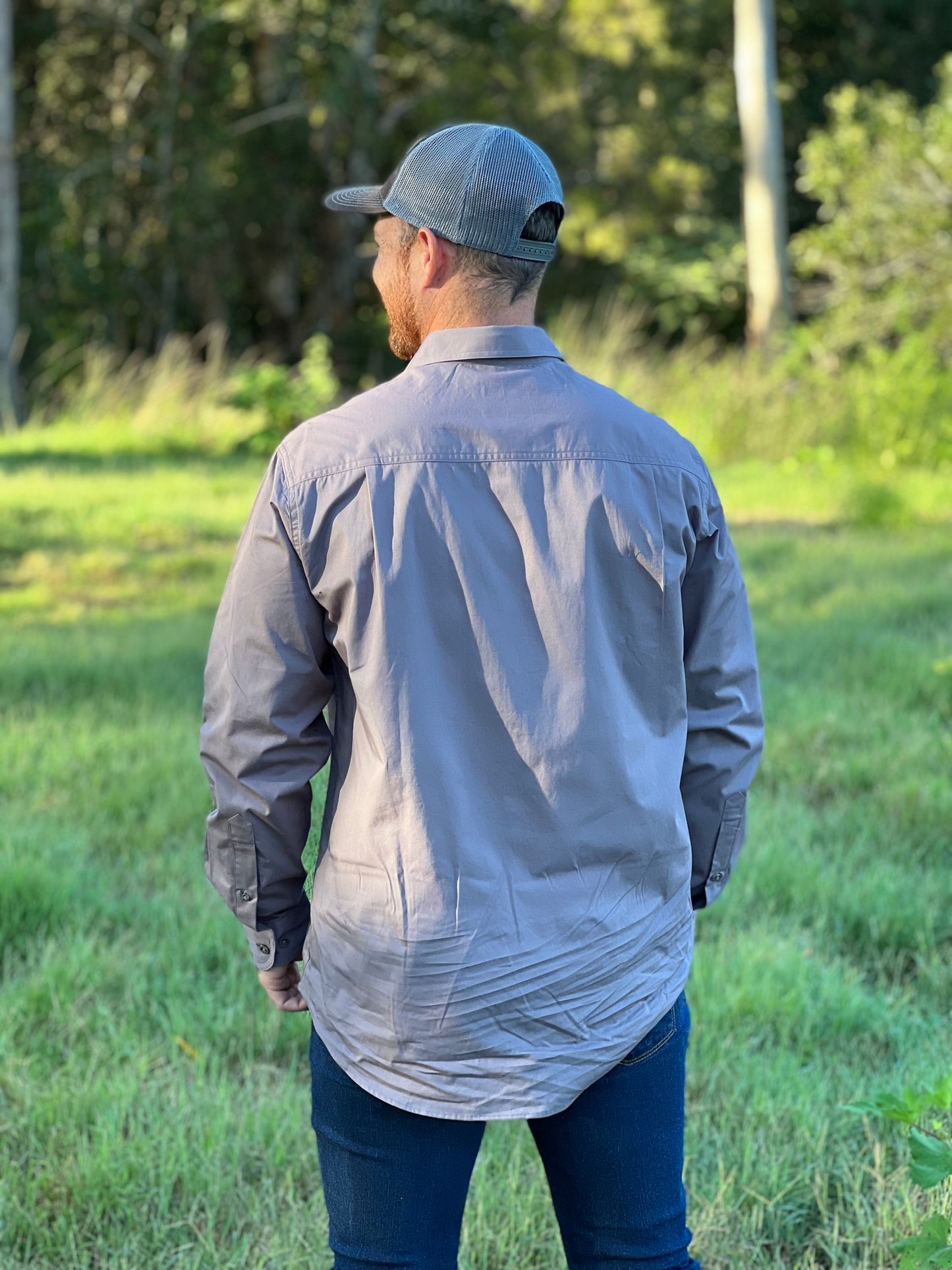 The Sale Yard Full Button Work Shirt - Grey