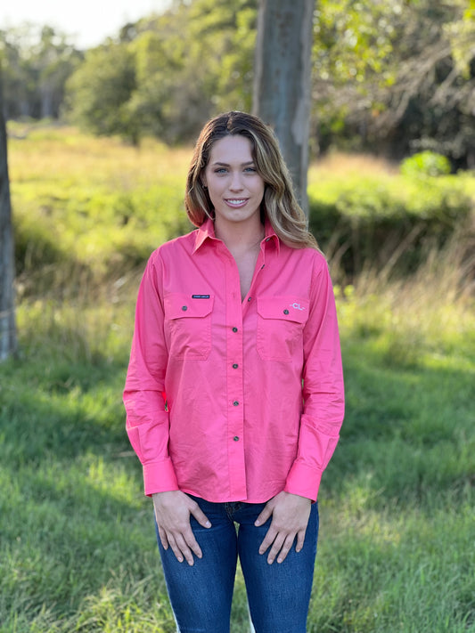 The Arena Full Button Work Shirt - Grapefruit