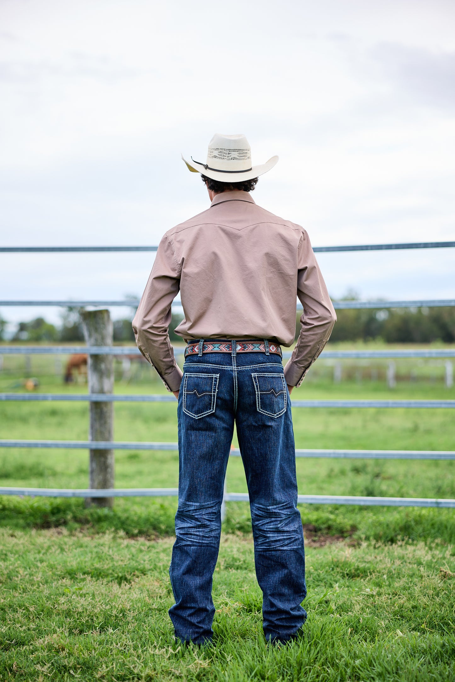 CL Cowboy Pearl Snap Button Up - Coffee