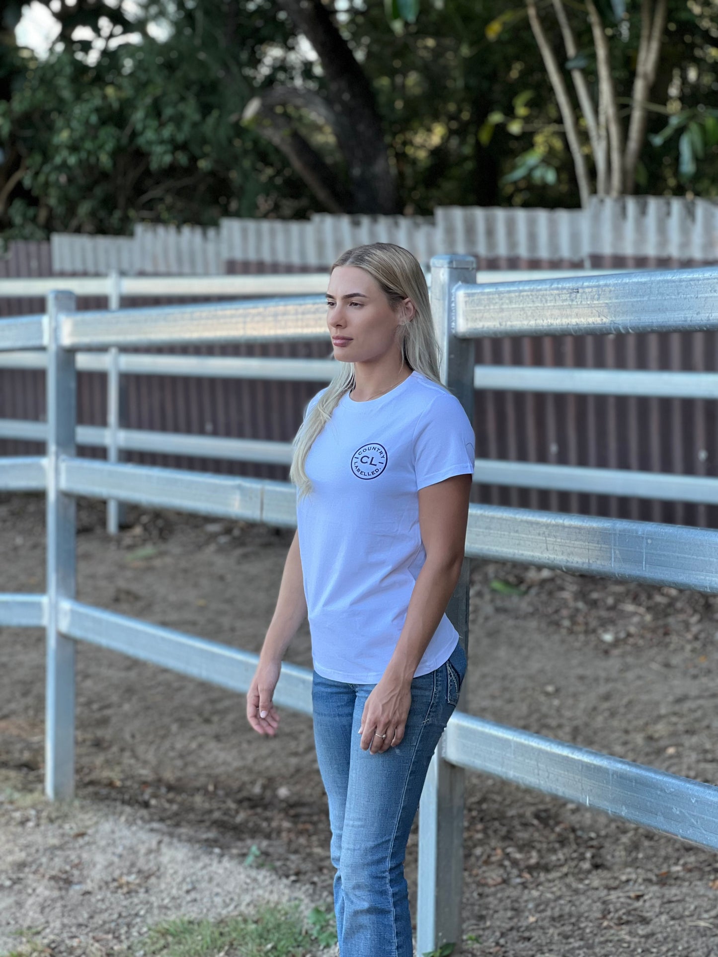 Women's Classic Signature CL T Shirt - White - Black Logo