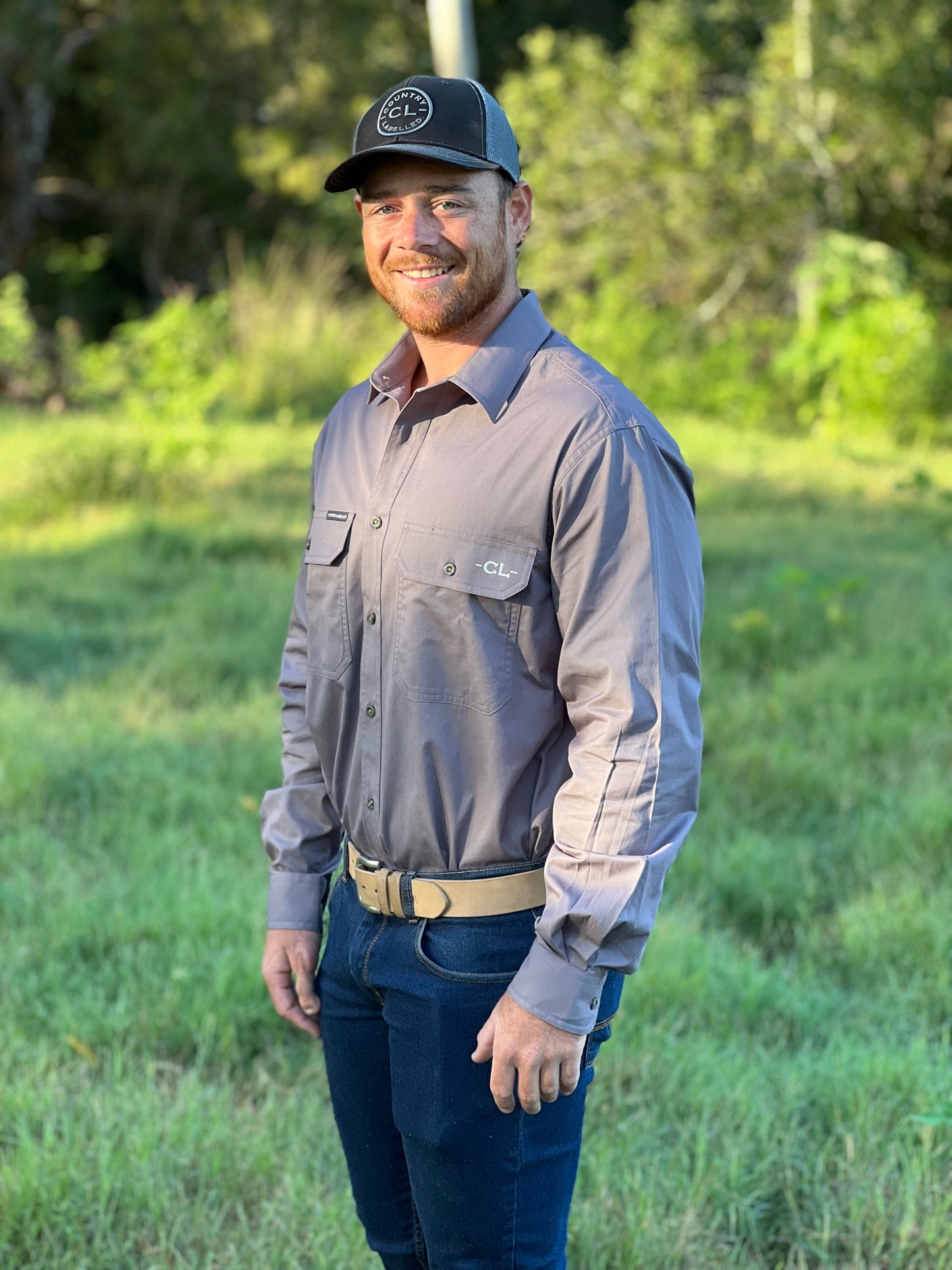 The Sale Yard Full Button Work Shirt - Grey