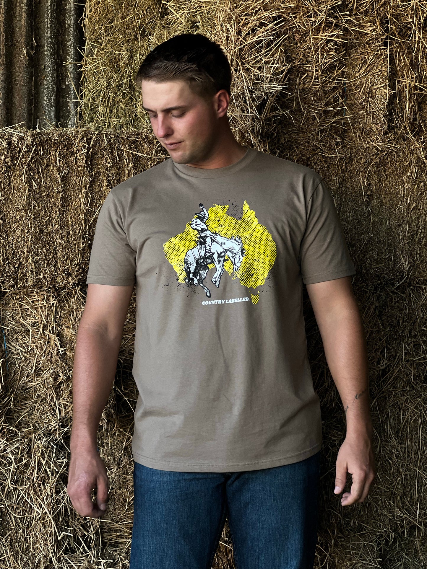 CL T Shirt - Coffee - Bucking Horse Logo