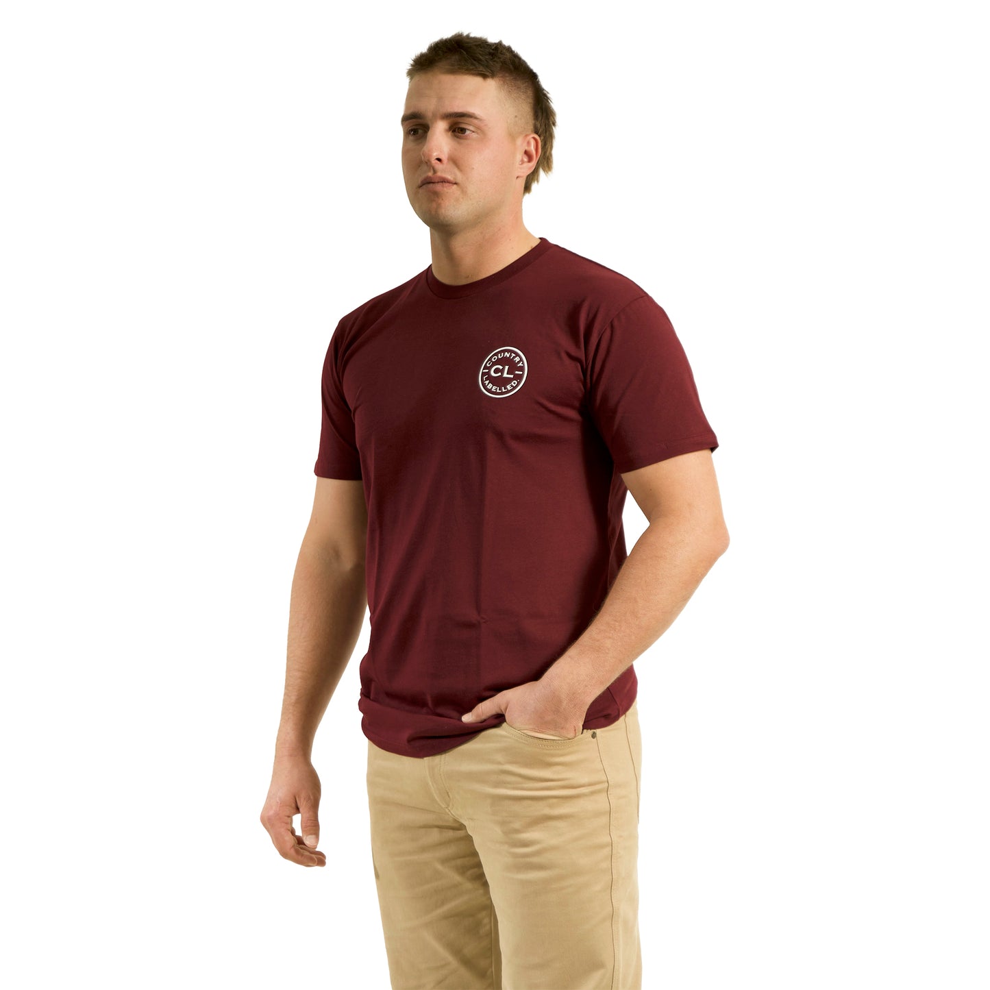 Mens Classic Signature CL T Shirt  - Burgundy  - White Logo