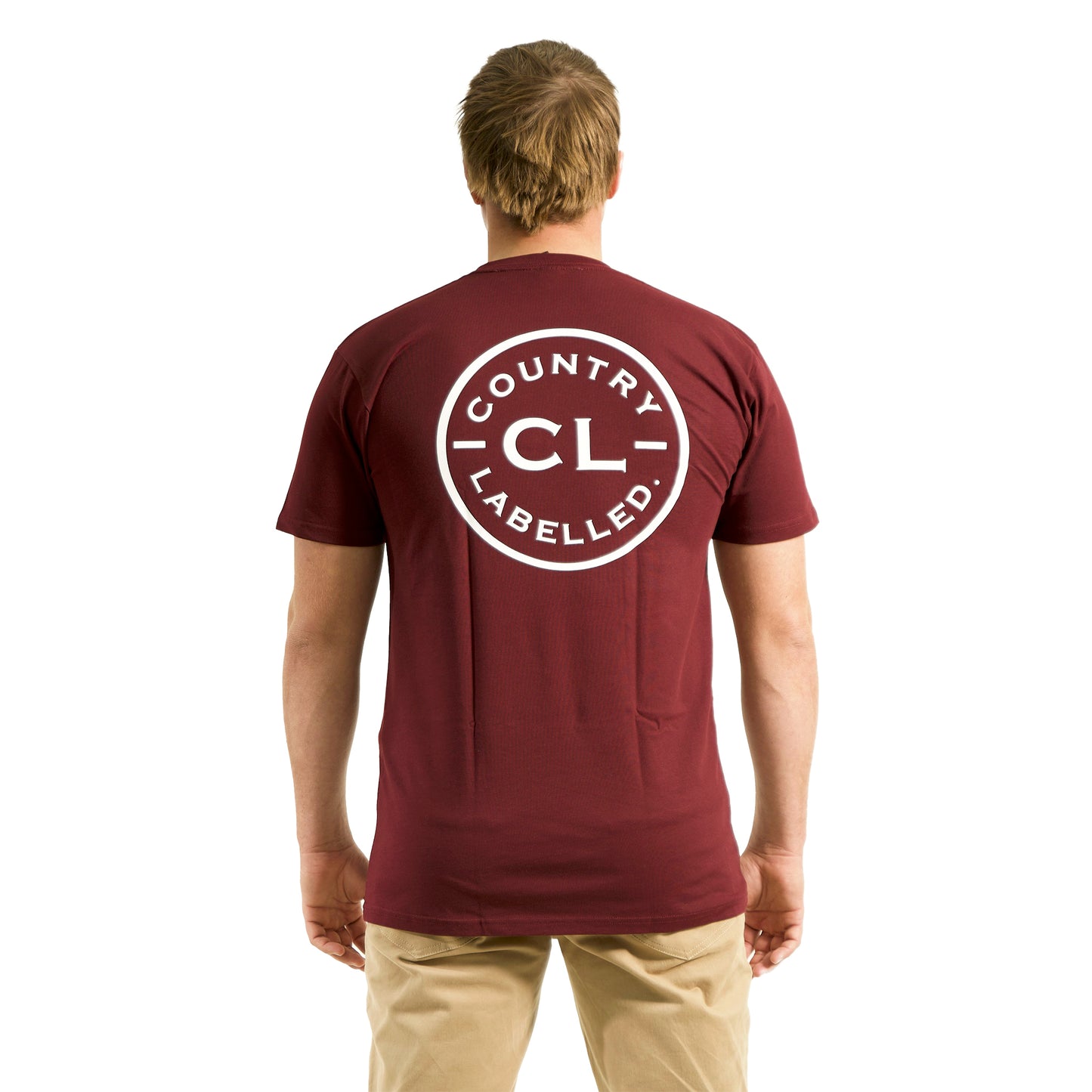 Mens Classic Signature CL T Shirt  - Burgundy  - White Logo