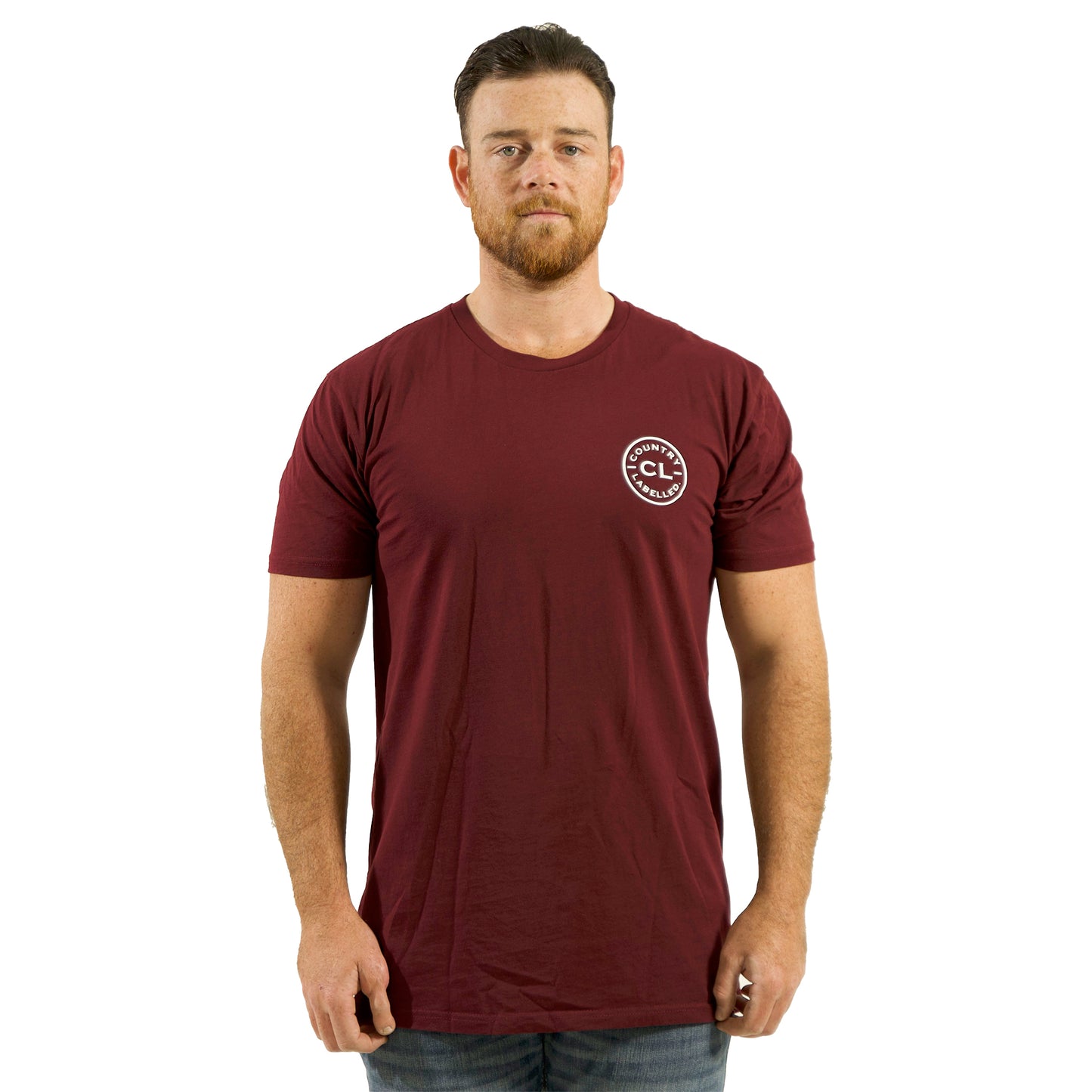 Mens Classic Signature CL T Shirt  - Burgundy  - White Logo