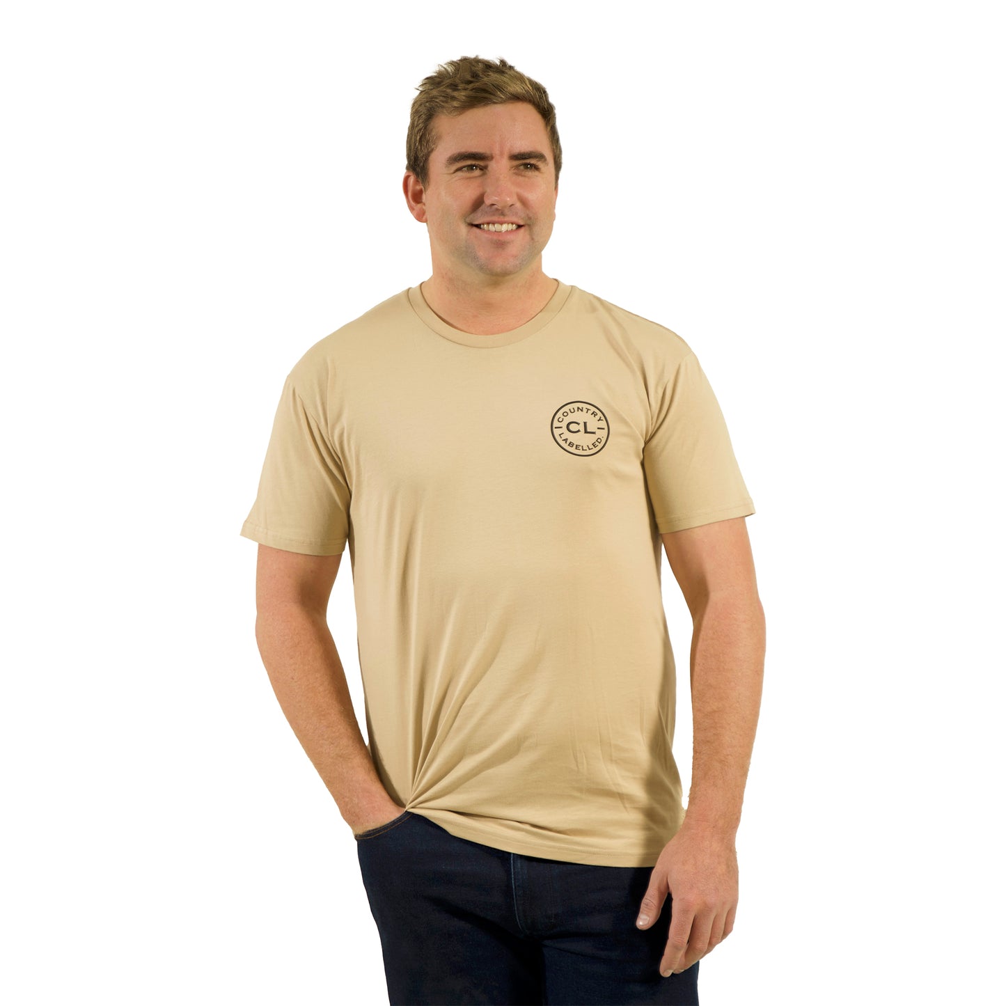 Mens Classic Signature CL T Shirt  - Tan - Black Logo