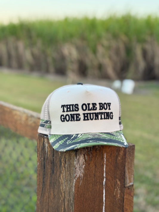 Caps - Camo/Cream This Ole Boy Gone Hunting