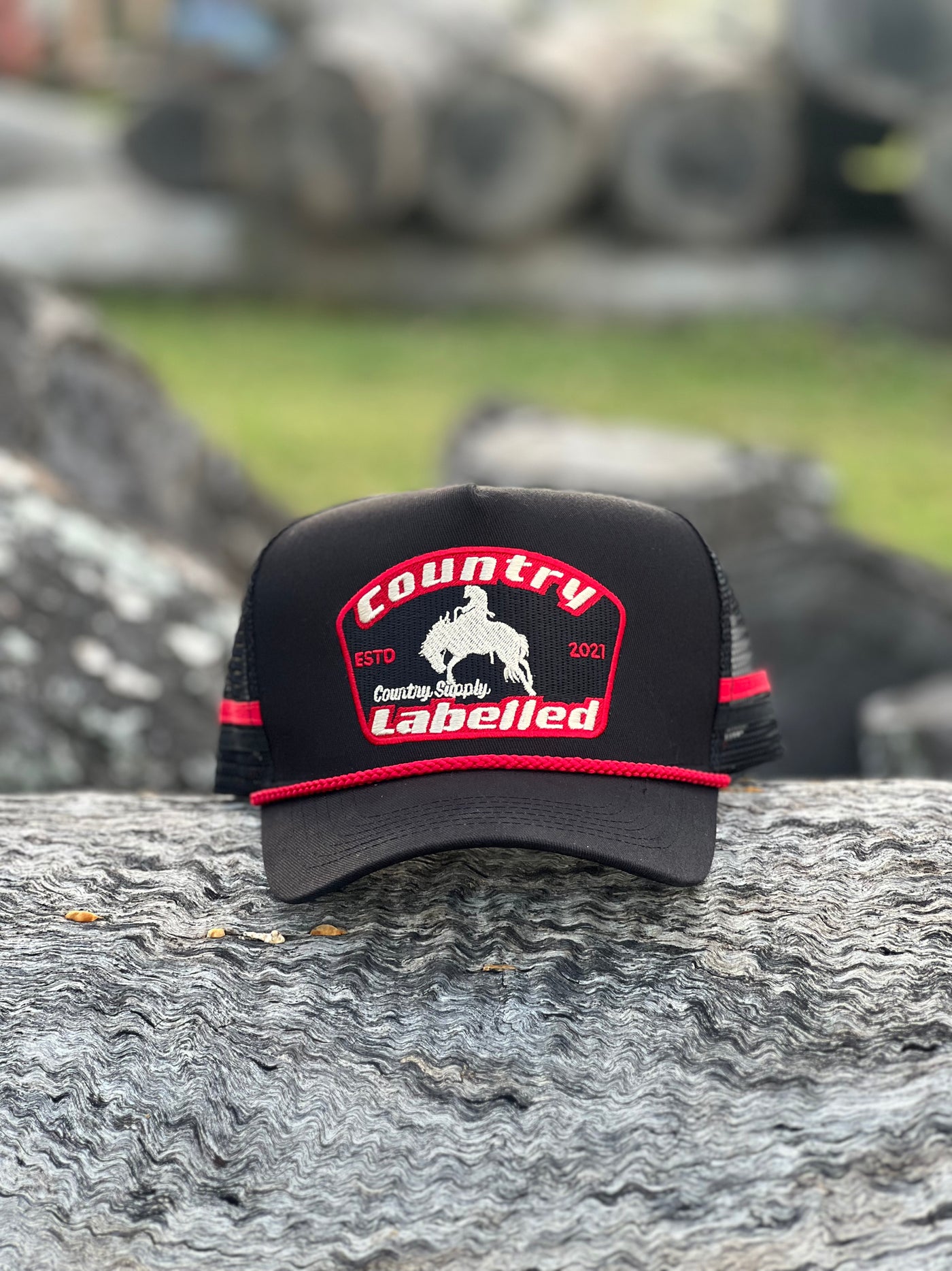 Country Labelled Cap - CL Bronc - Black & Red
