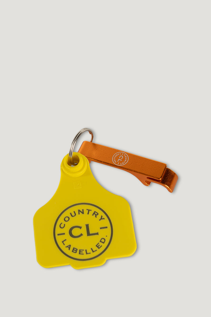 CL Cattle Tag with Bottle Opener - Yellow