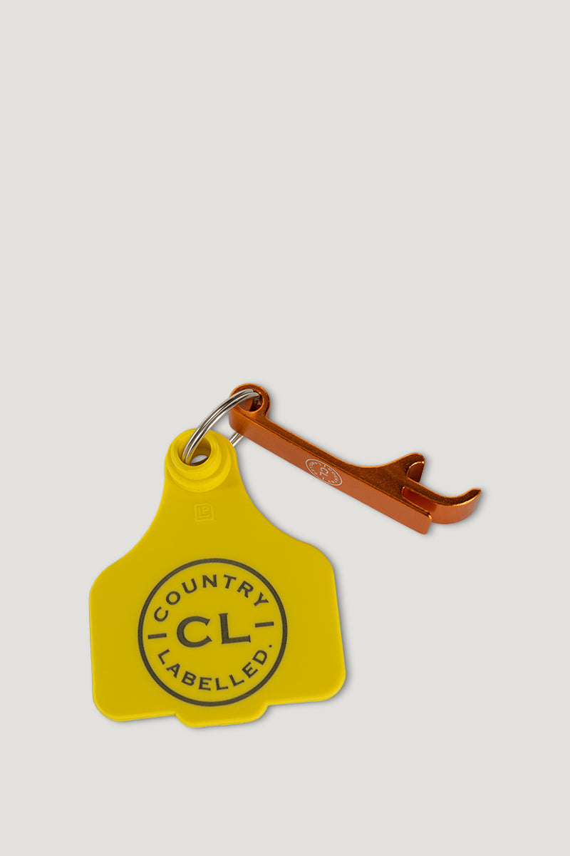 CL Cattle Tag with Bottle Opener - Yellow
