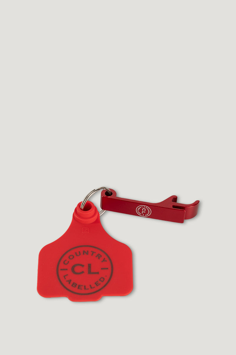 CL Cattle Tag with Bottle Opener - Red