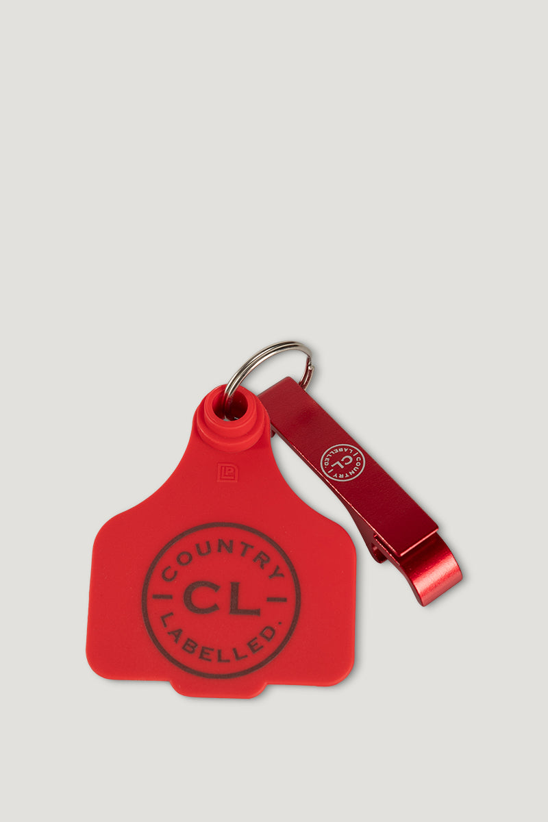 CL Cattle Tag with Bottle Opener - Red
