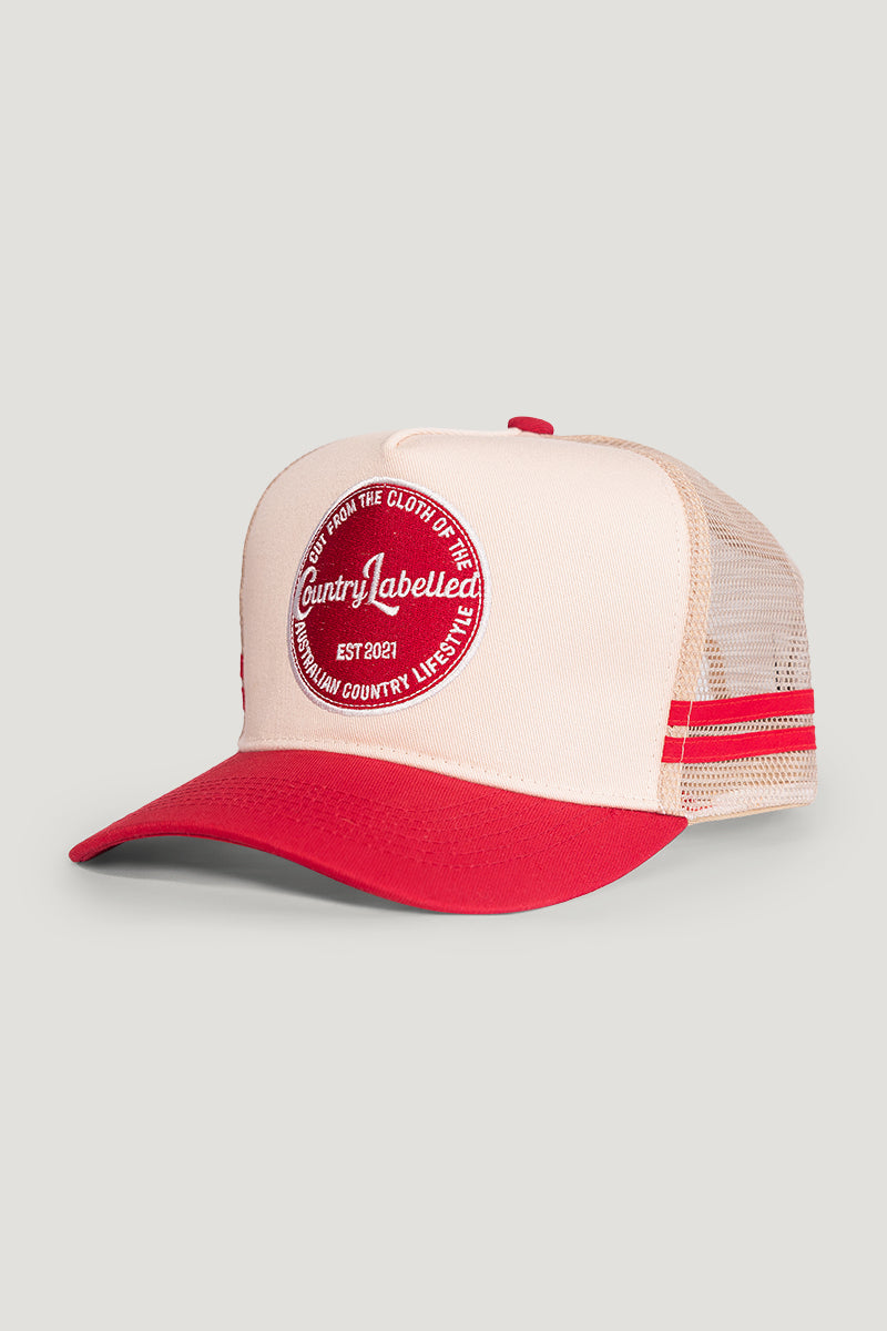 Country Labelled Cap - CL Patch - Cream & Red