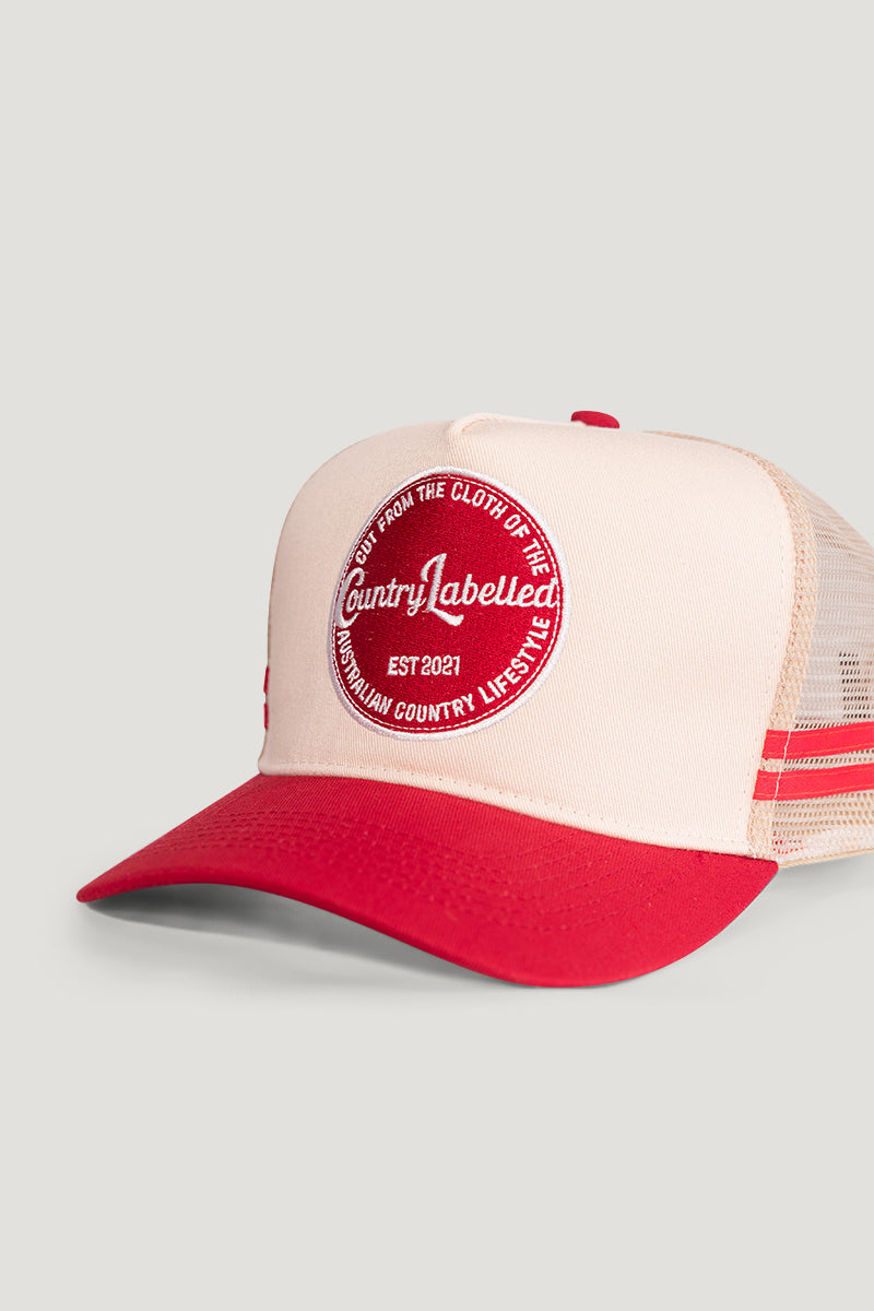 Country Labelled Cap - CL Patch - Cream & Red