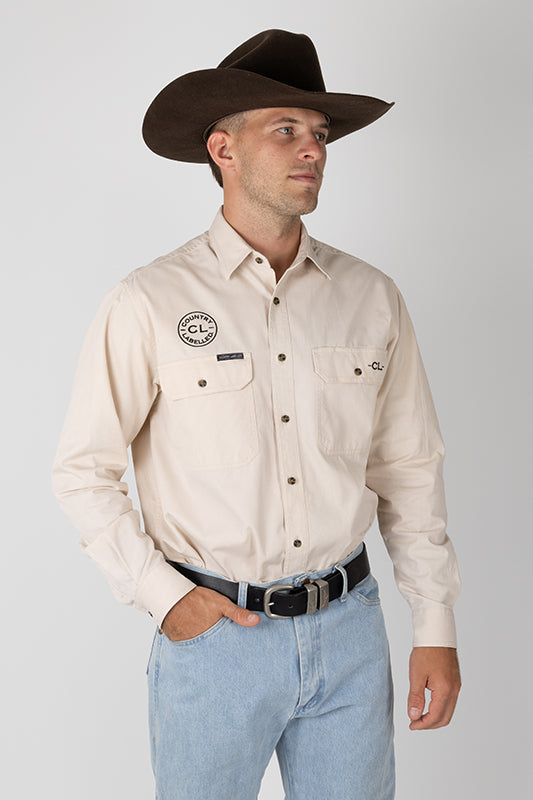 THE CATTLEMAN’S FULL BUTTON WORK SHIRT - STONE