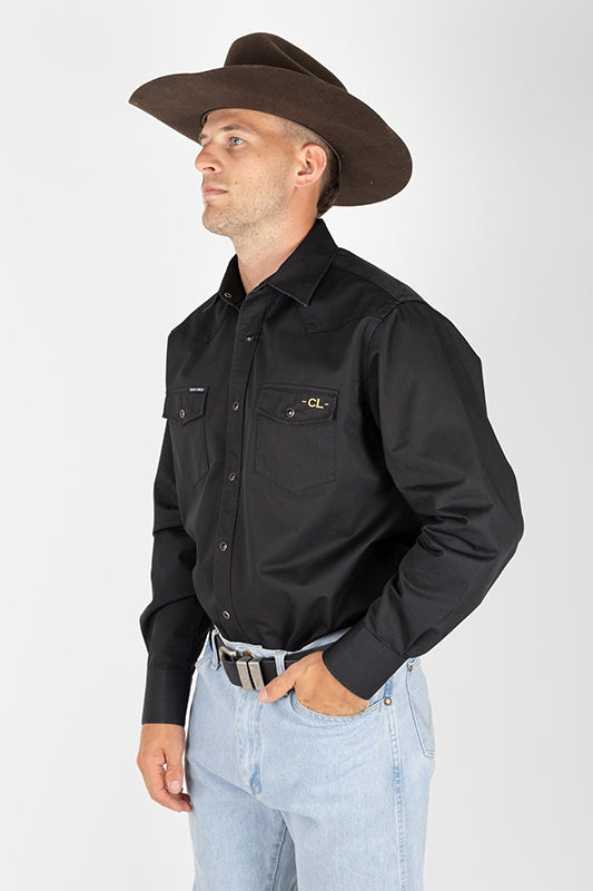 CL Cowboy Pearl Snap Button Up - Black