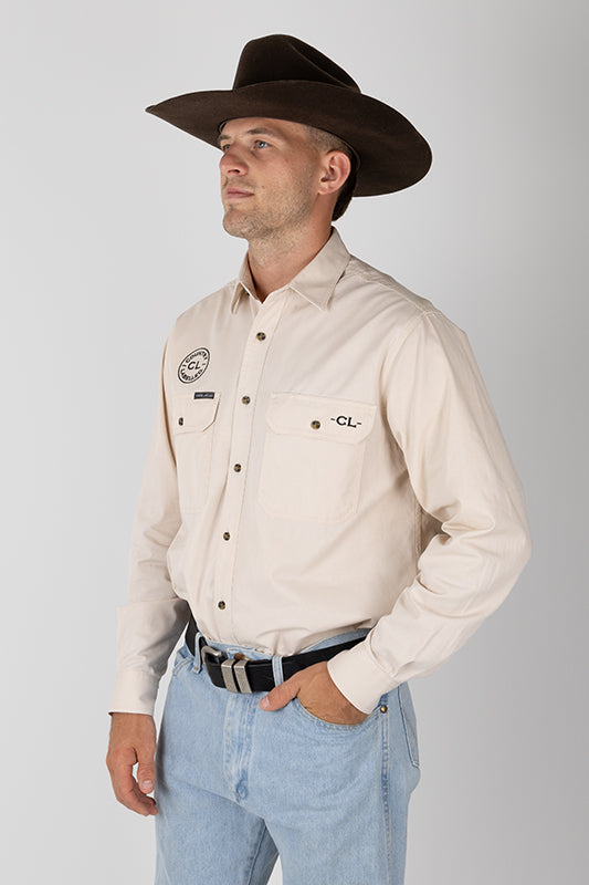 THE CATTLEMAN’S FULL BUTTON WORK SHIRT - STONE