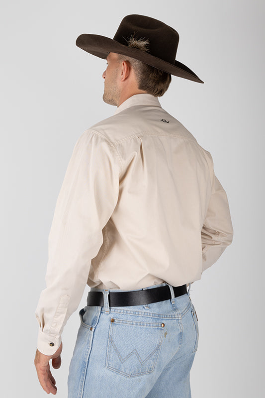 THE CATTLEMAN’S FULL BUTTON WORK SHIRT - STONE