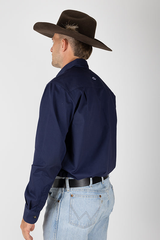 THE CATTLEMAN’S FULL BUTTON WORK SHIRT - NAVY