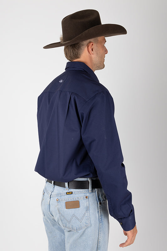 THE CATTLEMAN’S FULL BUTTON WORK SHIRT - NAVY