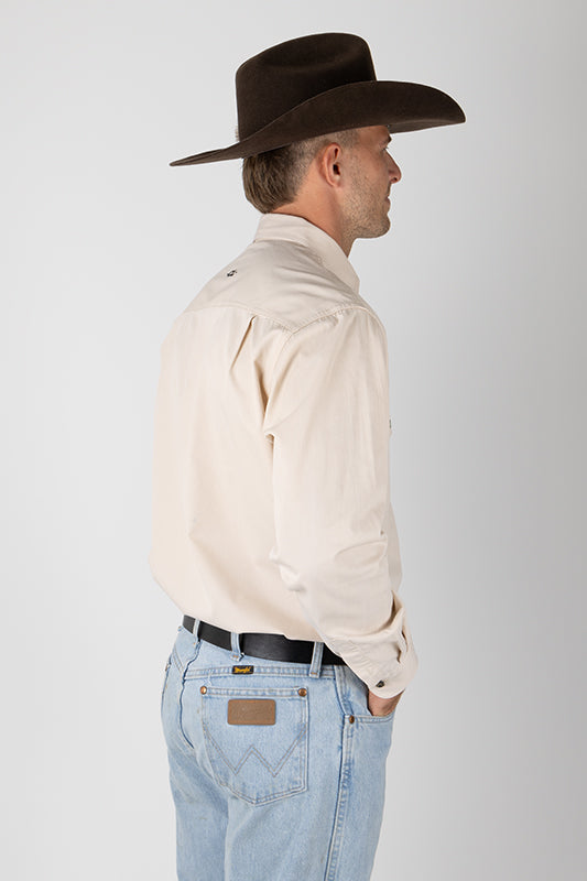 THE CATTLEMAN’S FULL BUTTON WORK SHIRT - STONE