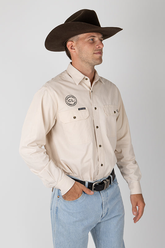 THE CATTLEMAN’S FULL BUTTON WORK SHIRT - STONE