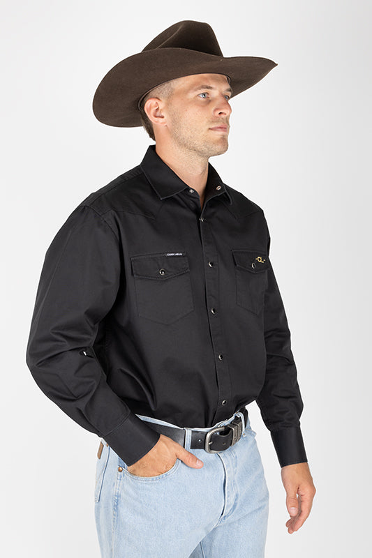 CL Cowboy Pearl Snap Button Up - Black