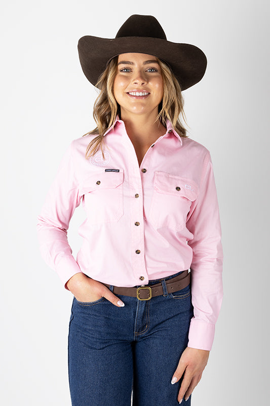 THE MATILDA FULL BUTTON WORK SHIRT - PINK