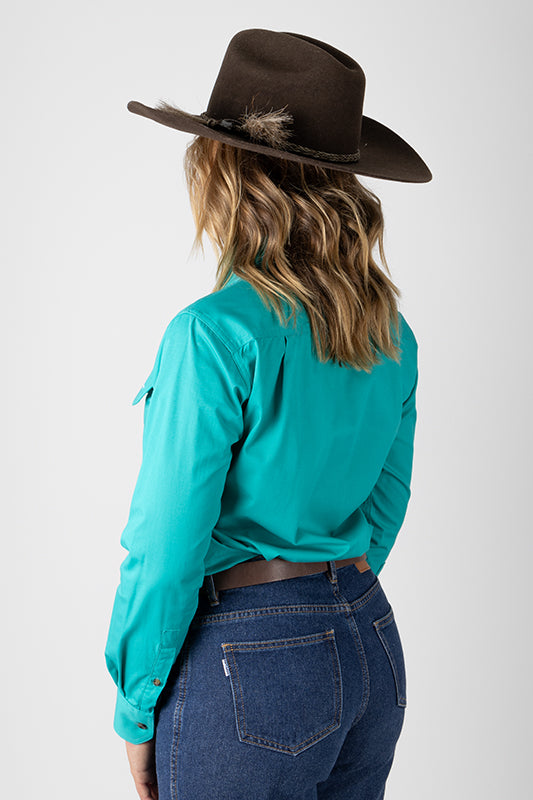 THE MATILDA FULL BUTTON WORK SHIRT - TURQUOISE