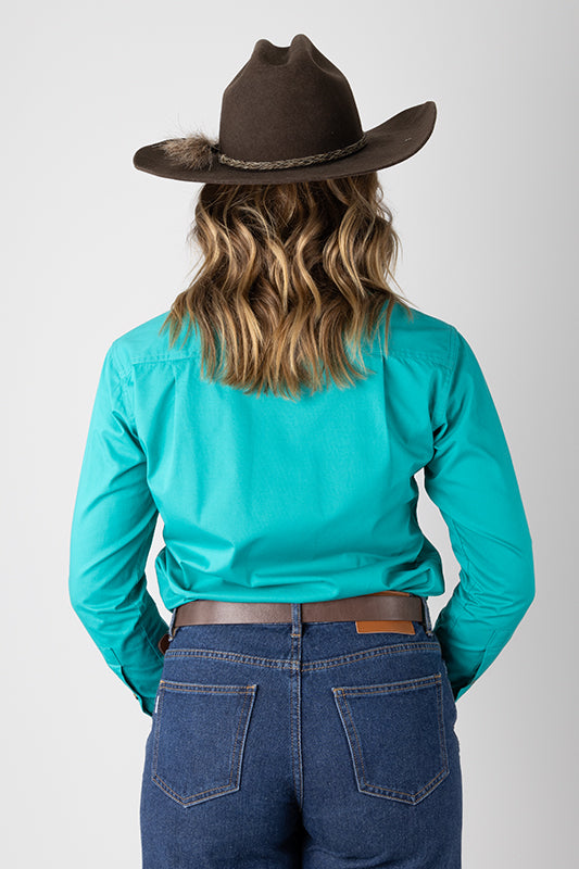 THE MATILDA FULL BUTTON WORK SHIRT - TURQUOISE