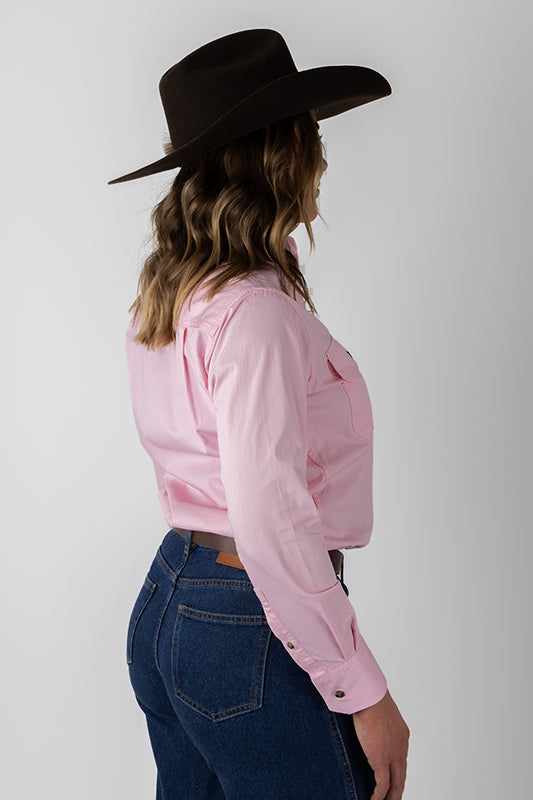 THE MATILDA FULL BUTTON WORK SHIRT - PINK