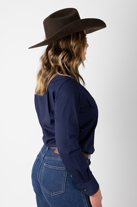 THE MATILDA FULL BUTTON WORK SHIRT - NAVY