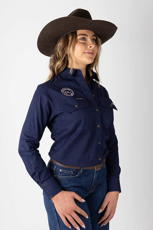 THE MATILDA FULL BUTTON WORK SHIRT - NAVY