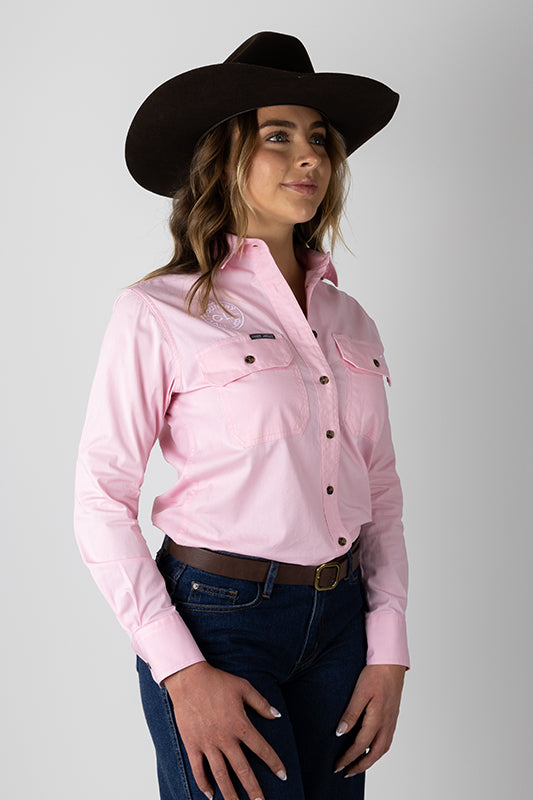 THE MATILDA FULL BUTTON WORK SHIRT - PINK