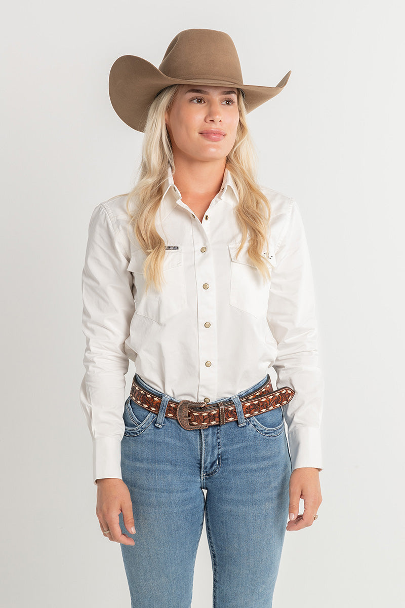 CL Cowgirl Pearl Snap Button Up - White