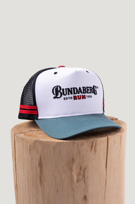 Country Labelled Cap - Bundy Rum Heritage Logo - White & Green