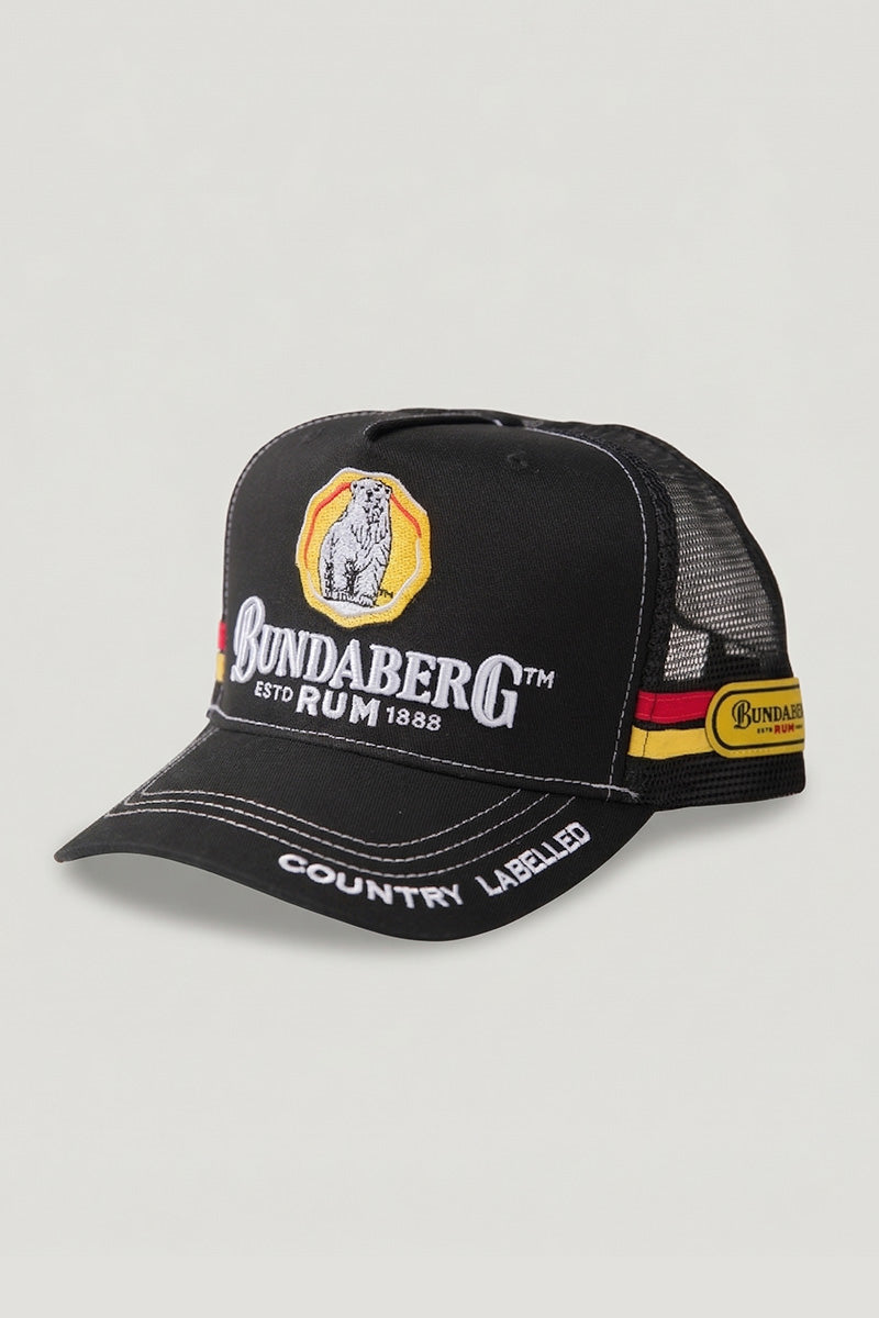 Country Labelled Cap - Bundy Rum Heritage Logo - Black, Yellow & Red