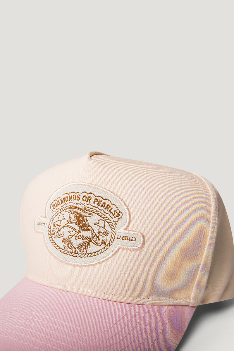 Country Labelled Cap - Pink & White - Acres