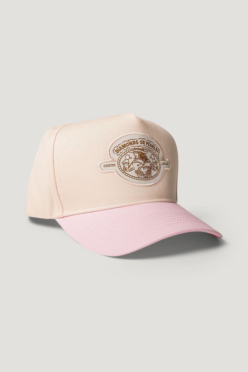 Country Labelled Cap - Pink & White - Acres